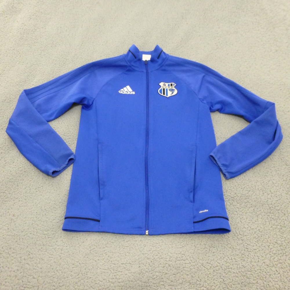 Adidas Track Jacket Mens Small Blue Climalite CCSA Soccer Training Full Zip